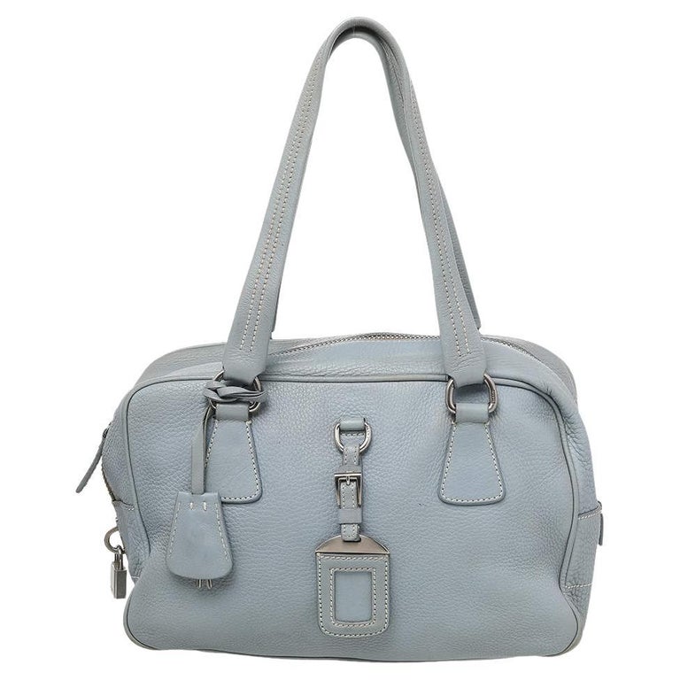 Prada Grey Fumé Leather Handbag at 1stDibs