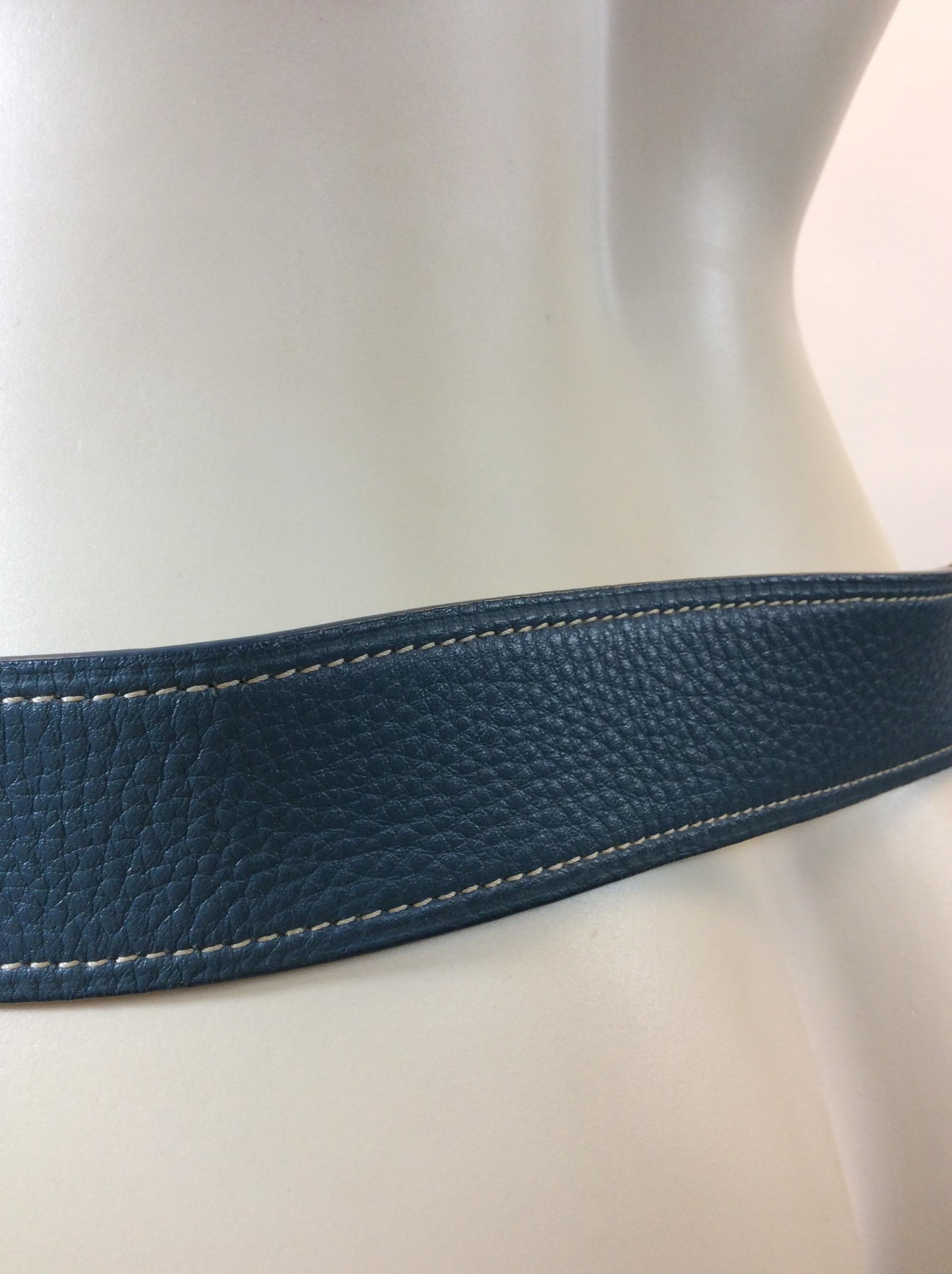 Prada Blue Leather Belt In Good Condition For Sale In Narberth, PA