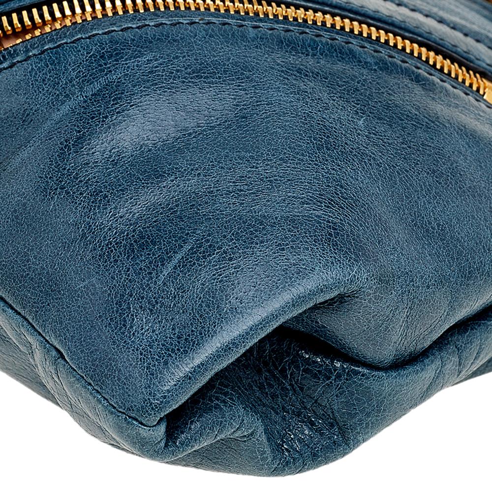 Prada Blue Leather Chain Shoulder Bag 3