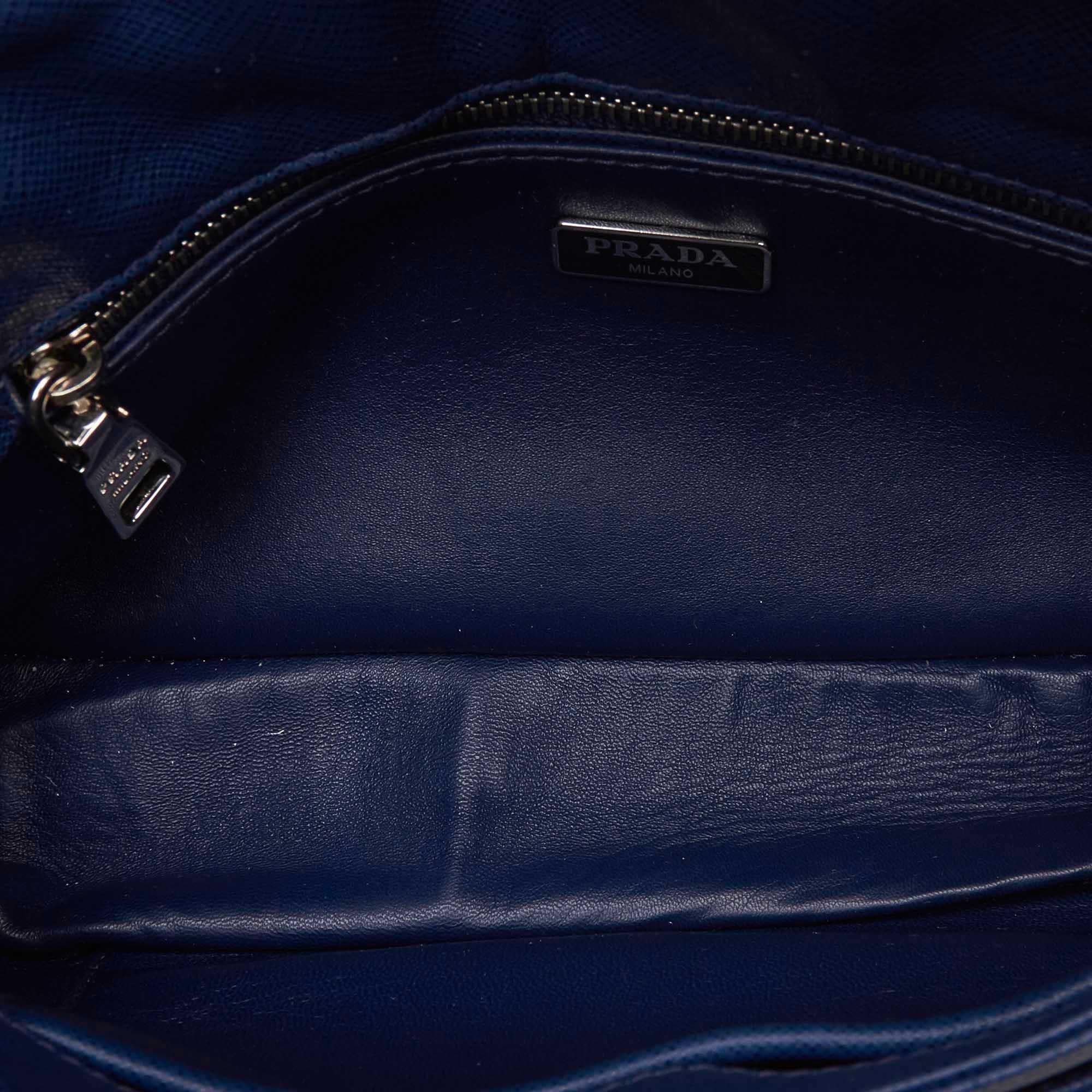 Prada Blue Leather Chain Shoulder Bag 1