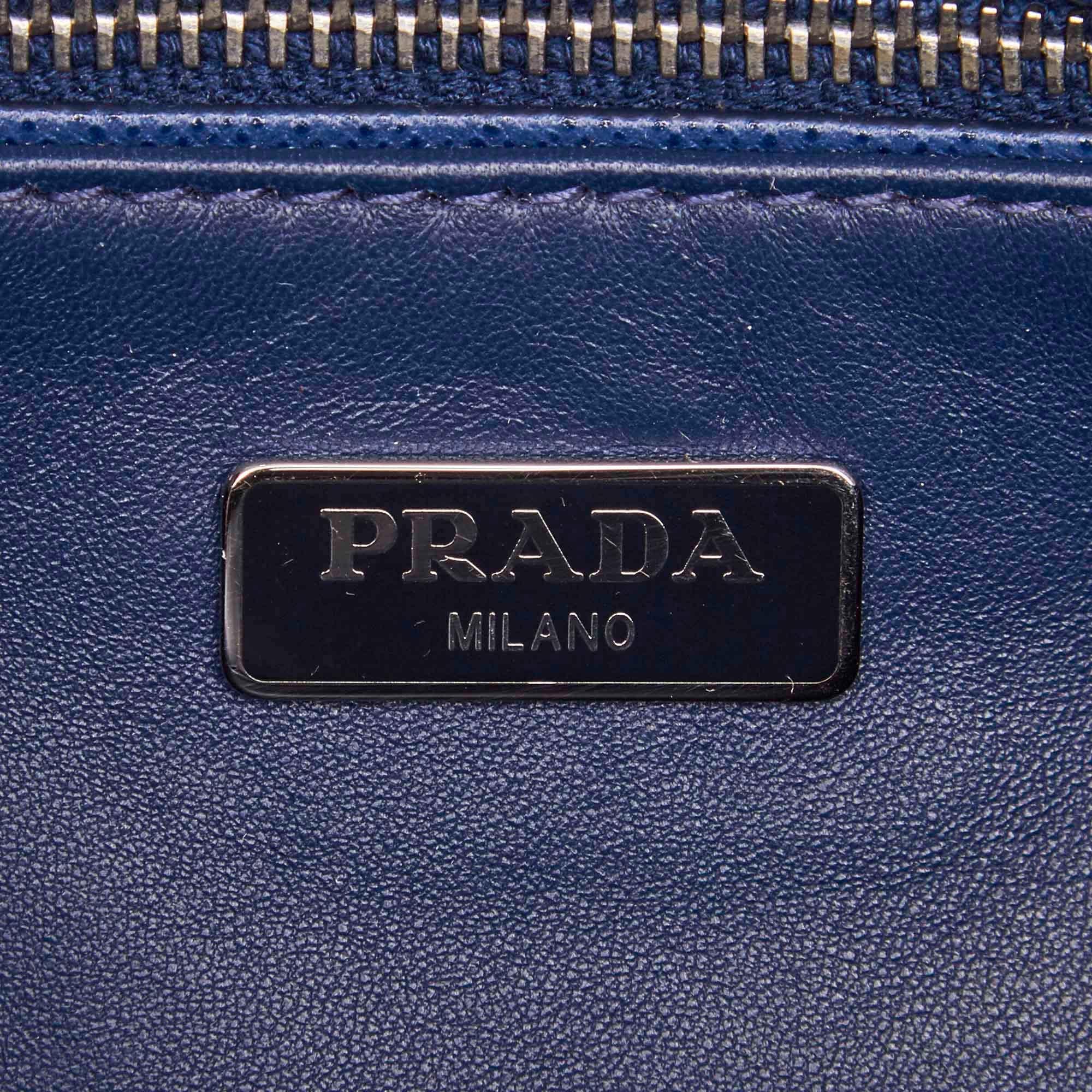 Prada Blue Leather Chain Shoulder Bag 2