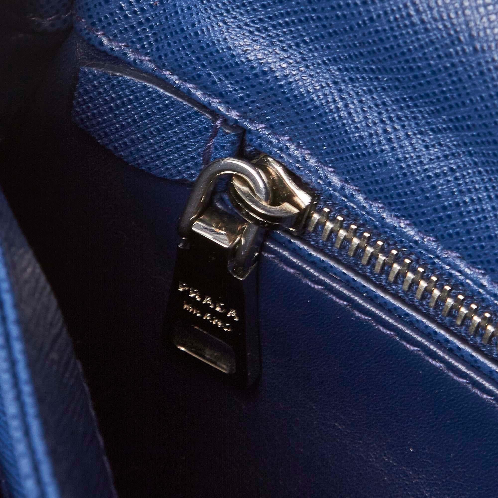 Prada Blue Leather Chain Shoulder Bag 3