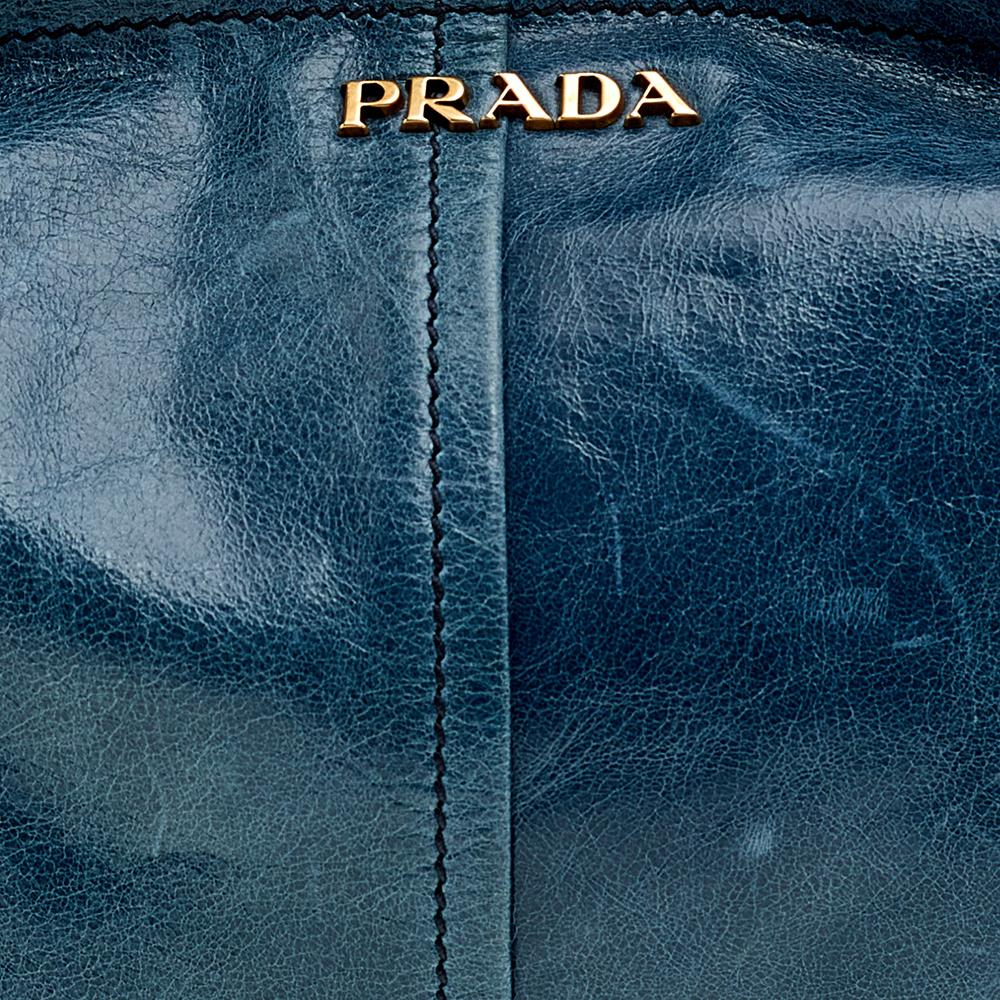 Prada Blue Leather Chain Shoulder Bag 1