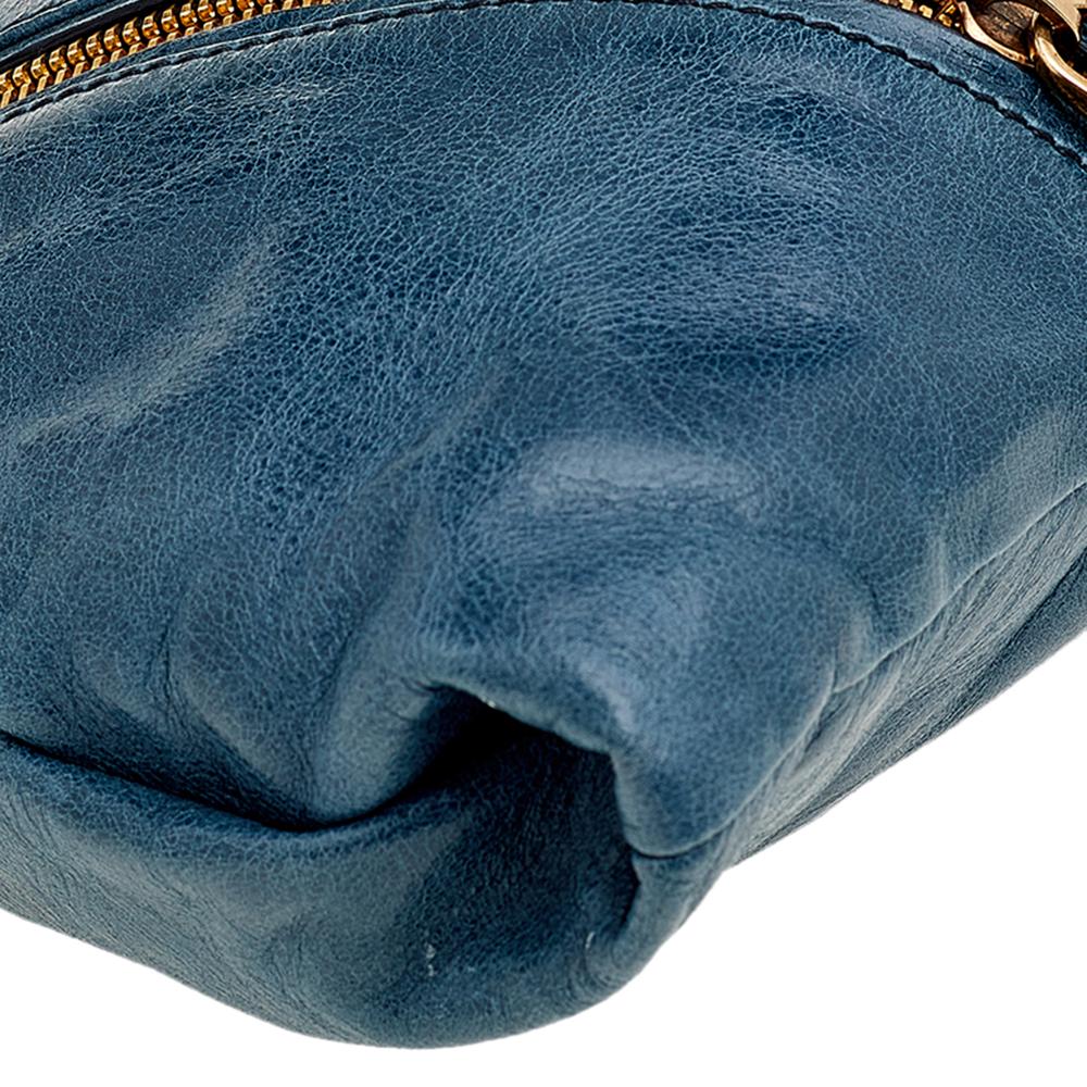 Prada Blue Leather Chain Shoulder Bag 2