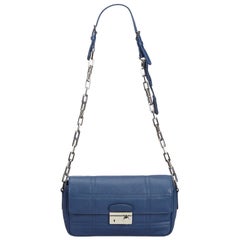 Prada Blue Leather Chain Shoulder Bag