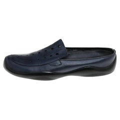 Prada Blau Leder Driving Slip On Loafers Größe 38,5
