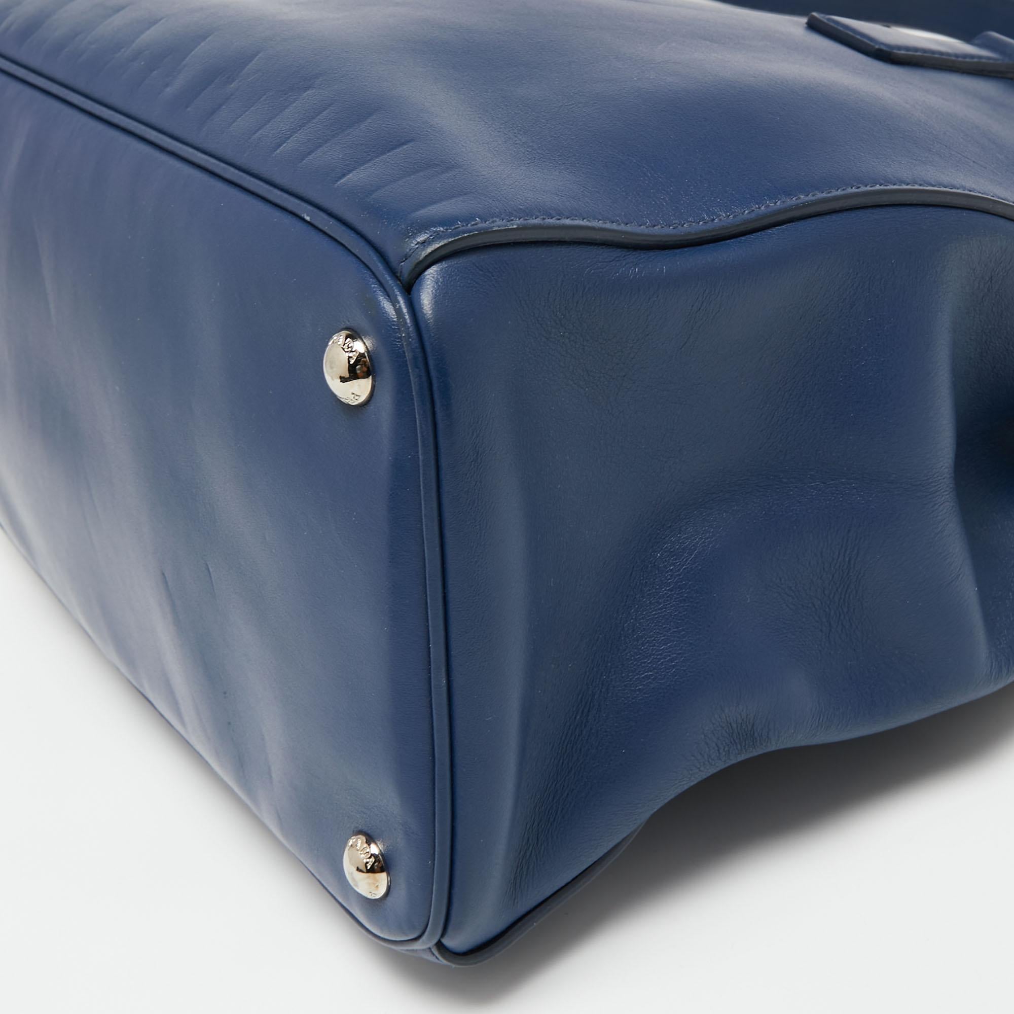 Prada Blue Leather Medium Galleria Double Zip Tote 3