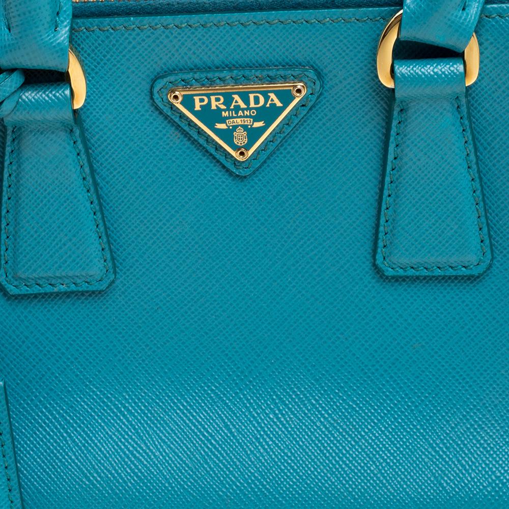 Prada Blue Leather Mini Double Zip Crossbody Bag 2