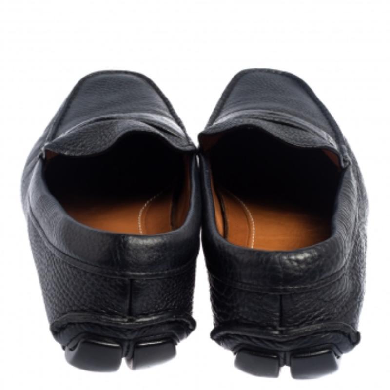 Prada Blue Leather Penny Slip On Loafers Size 43 For Sale 1