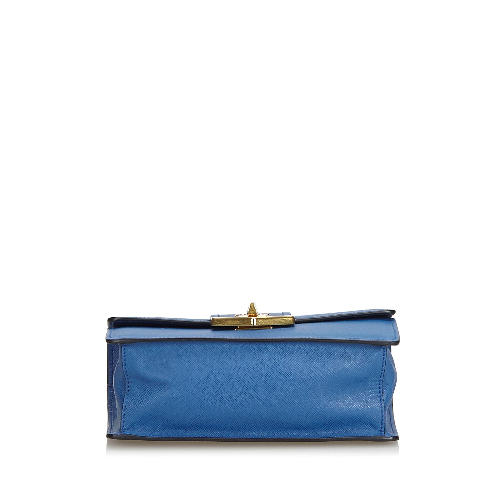 Women's Prada Blue  Leather Saffiano Crossbody Bag Italy For Sale