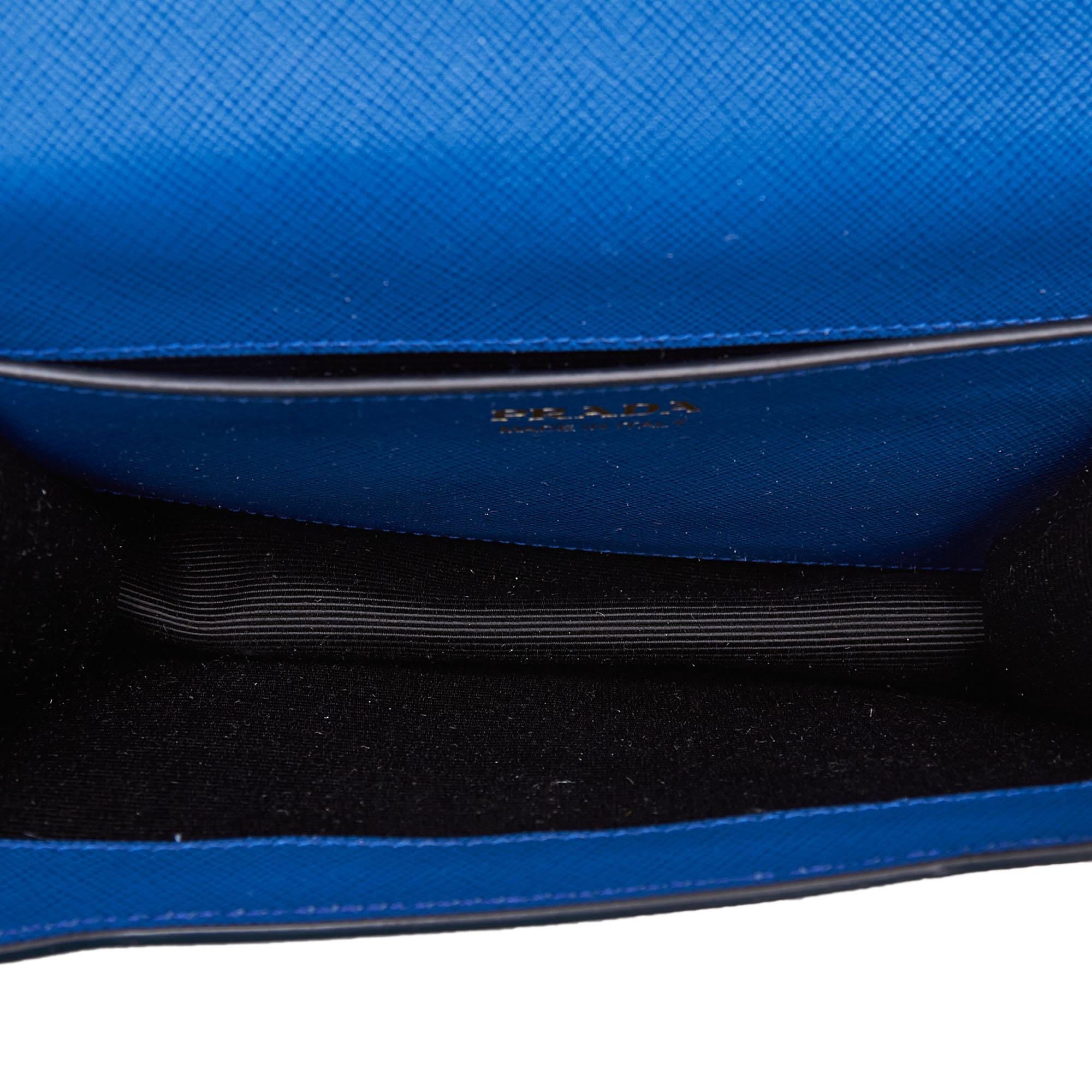 Prada Blue  Leather Saffiano Crossbody Bag Italy For Sale 1