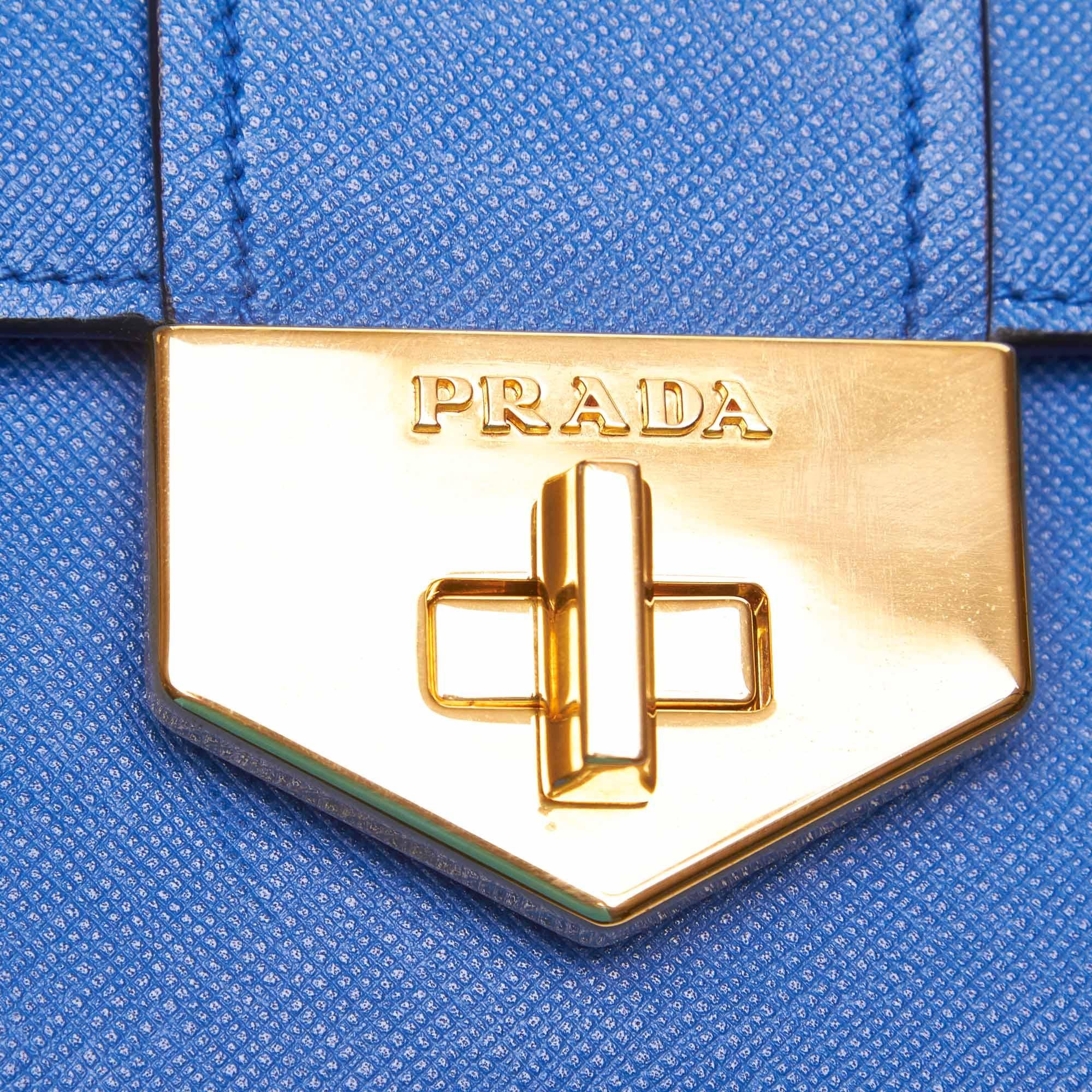 Prada Blue  Leather Saffiano Crossbody Bag Italy For Sale 3