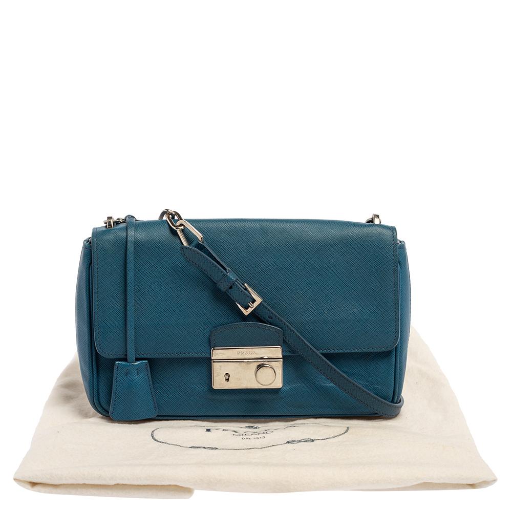 Prada Blue Leather Shoulder Bag 10