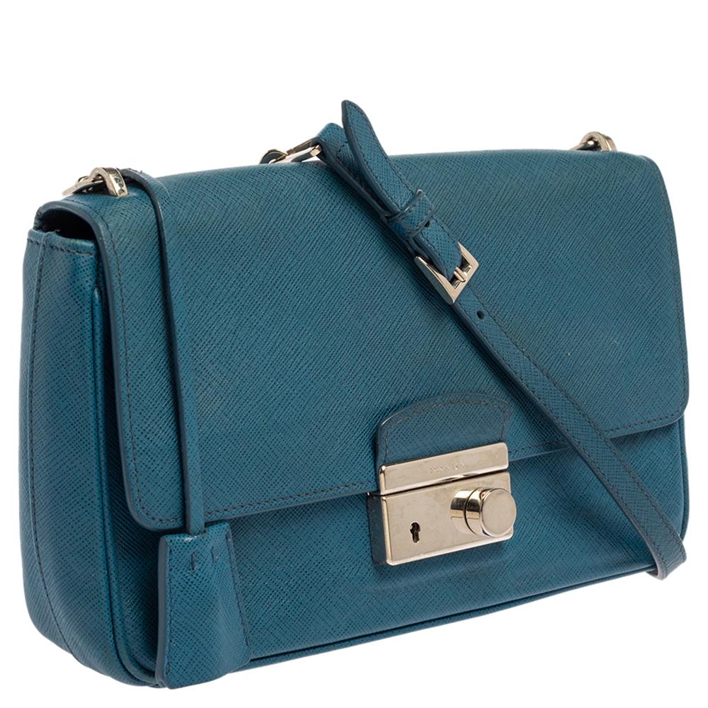 Women's Prada Blue Leather Shoulder Bag