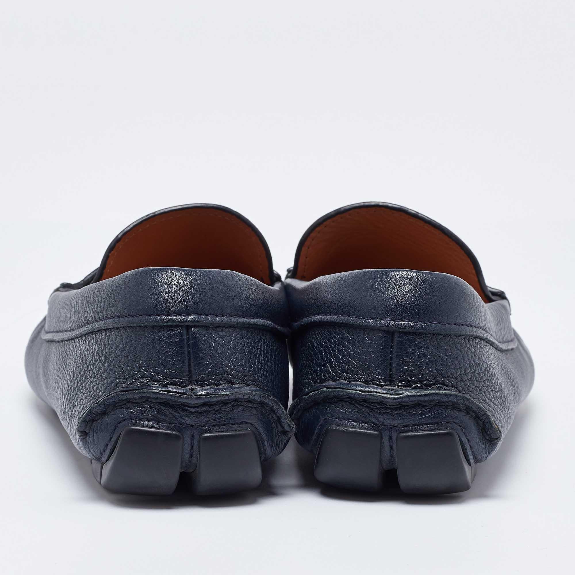 Men's Prada Blue Leather Slip On Loafers Size 40