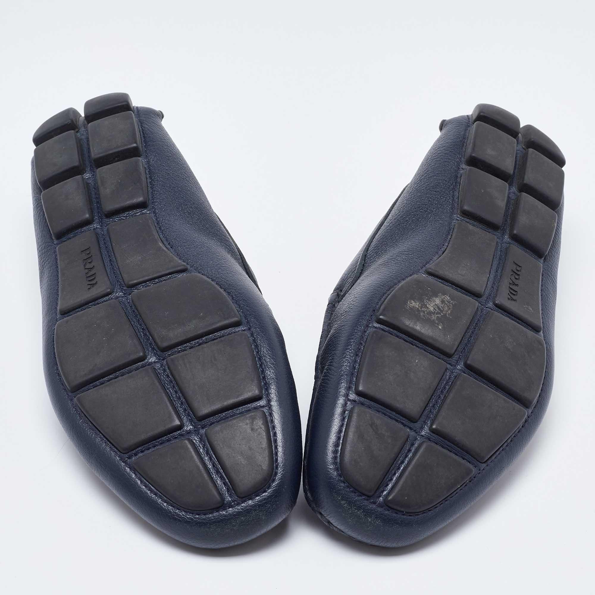Prada Blue Leather Slip On Loafers Size 40 1