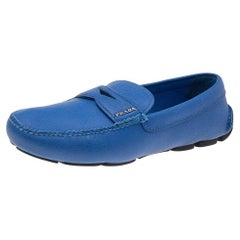 Prada - Mocassins en cuir bleu, taille 41