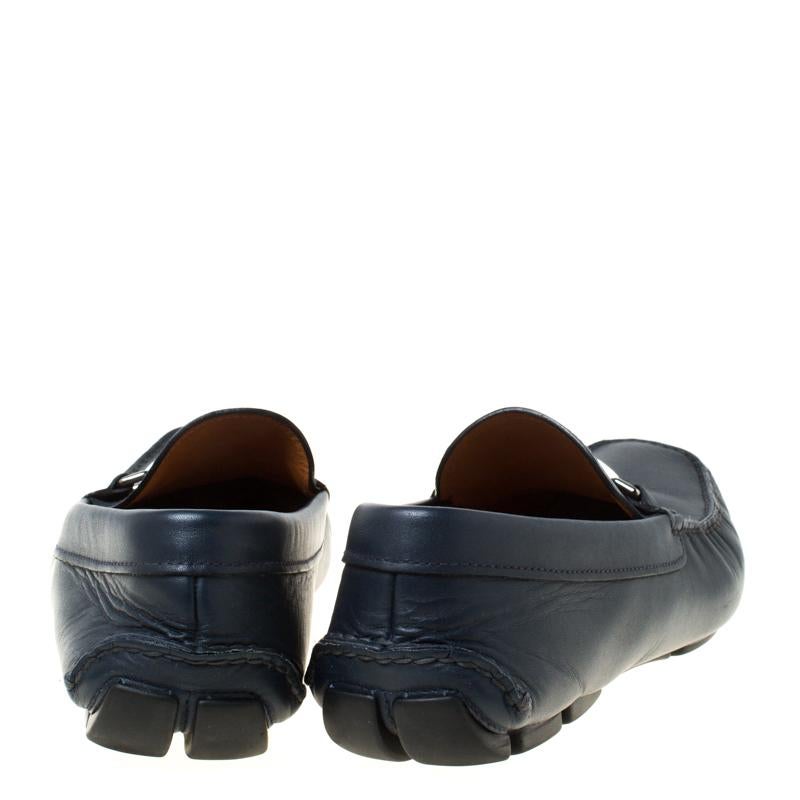 Black Prada Blue Leather Slip On Loafers Size 43.5