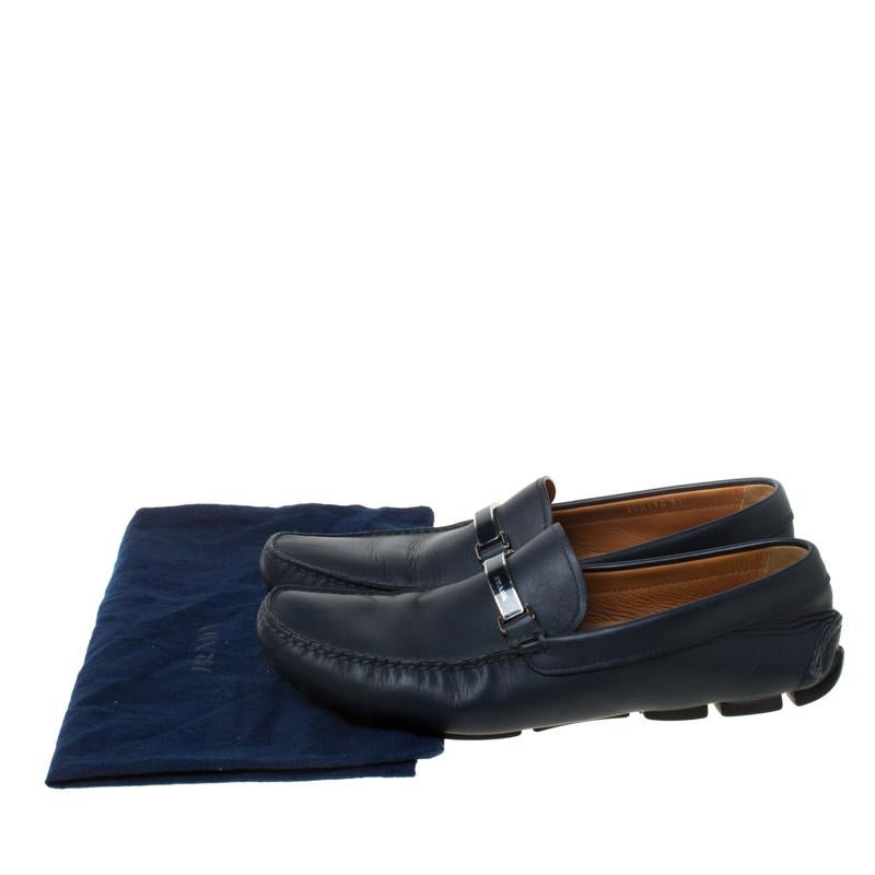 Prada Blue Leather Slip On Loafers Size 43.5 3