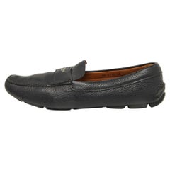 Prada Blue Leather Slip On Loafers Size 46