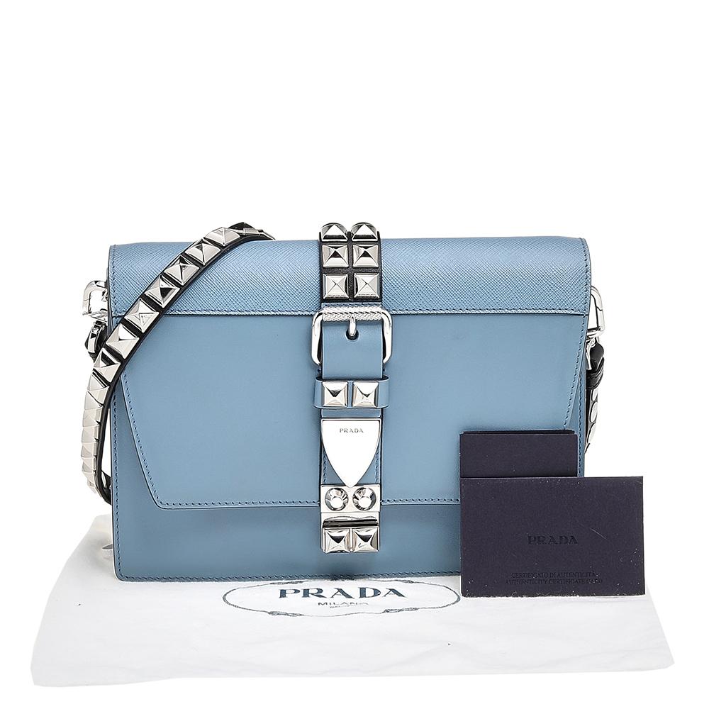 Prada Blue Leather Studded Elektra Crossbody Bag 5