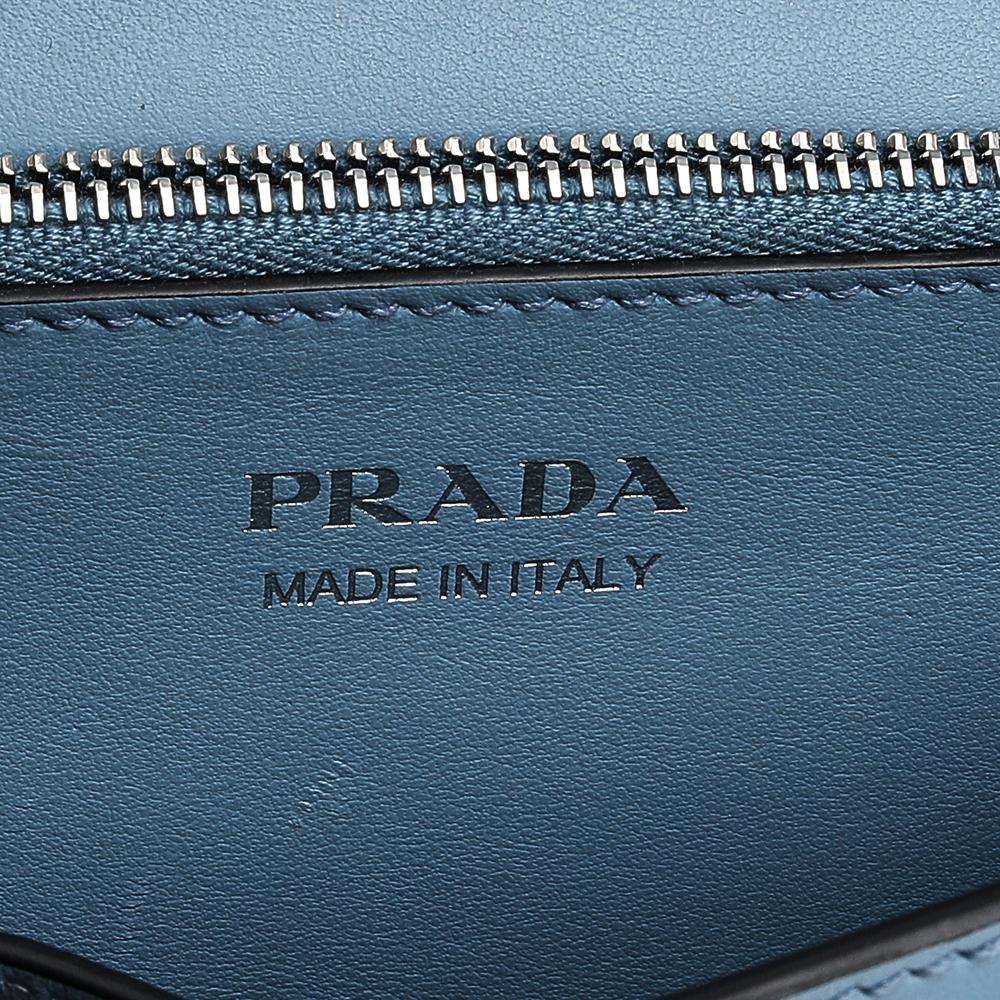 Prada Blue Leather Studded Elektra Crossbody Bag In Good Condition In Dubai, Al Qouz 2
