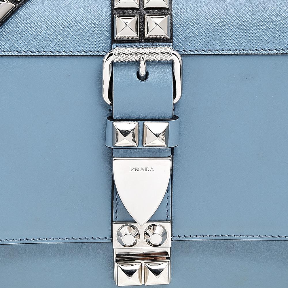 Prada Blue Leather Studded Elektra Crossbody Bag 2