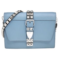 Prada Blue Leather Studded Elektra Crossbody Bag