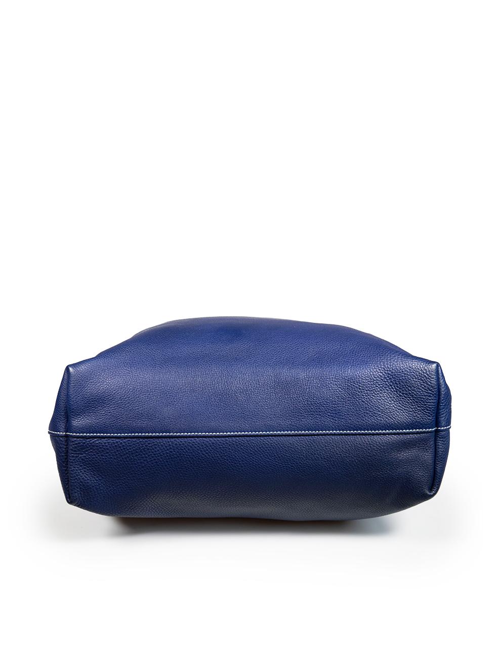 Women's Prada Blue Leather Vitello Daino Medium Tote For Sale