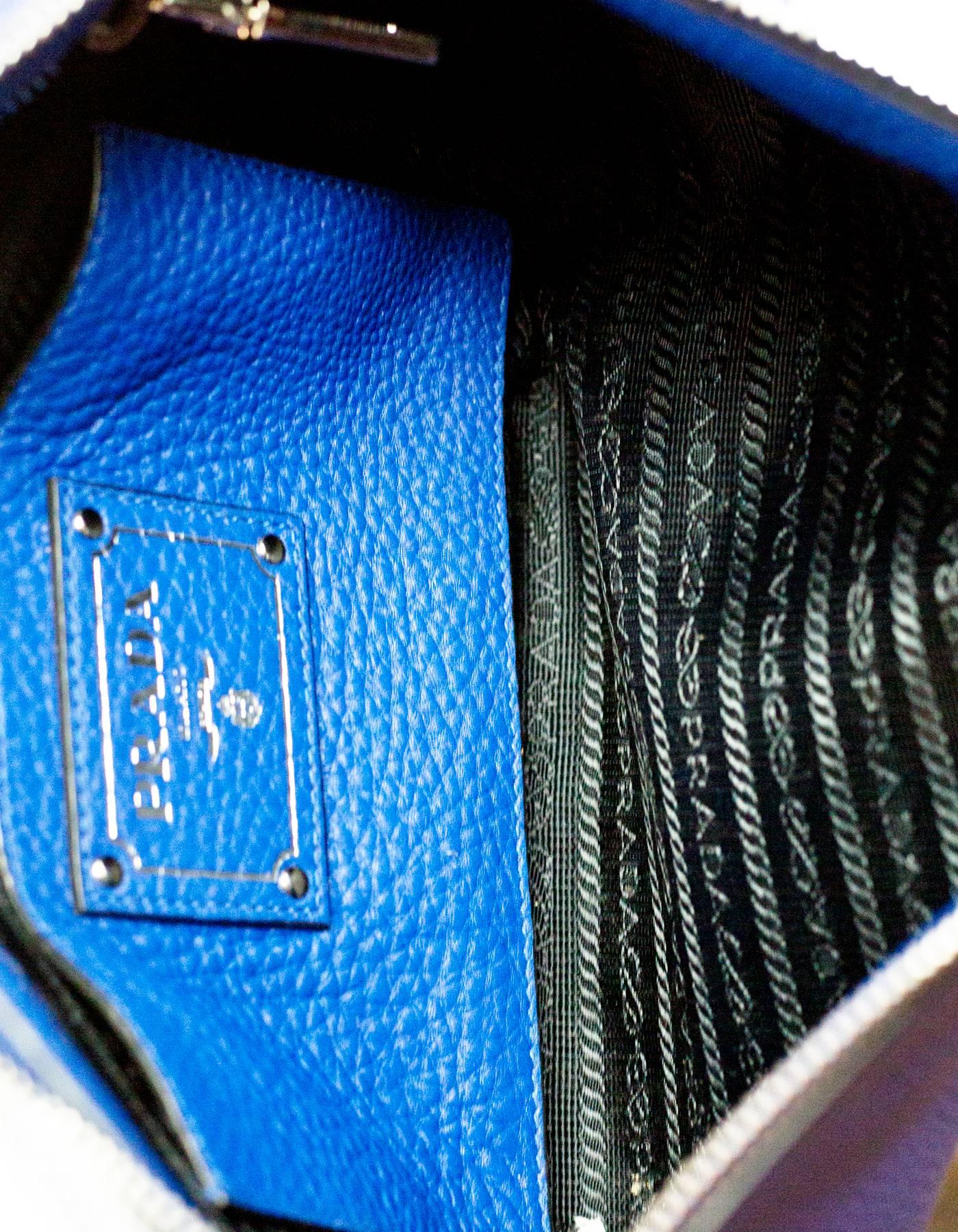Women's Prada Blue Leather Wristlet  Clutch Bag
