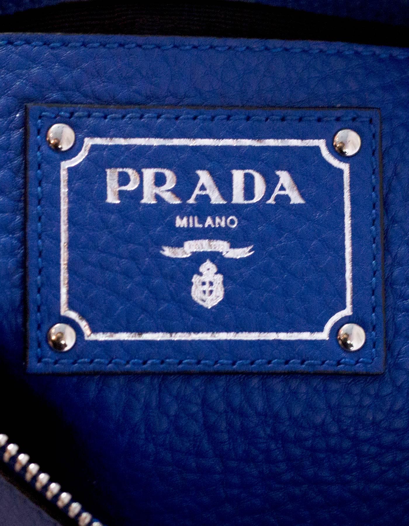 Prada Blue Leather Wristlet  Clutch Bag 1