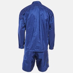Prada Blue Logo Triangle Re-Nylon Shirt and Shorts Set M