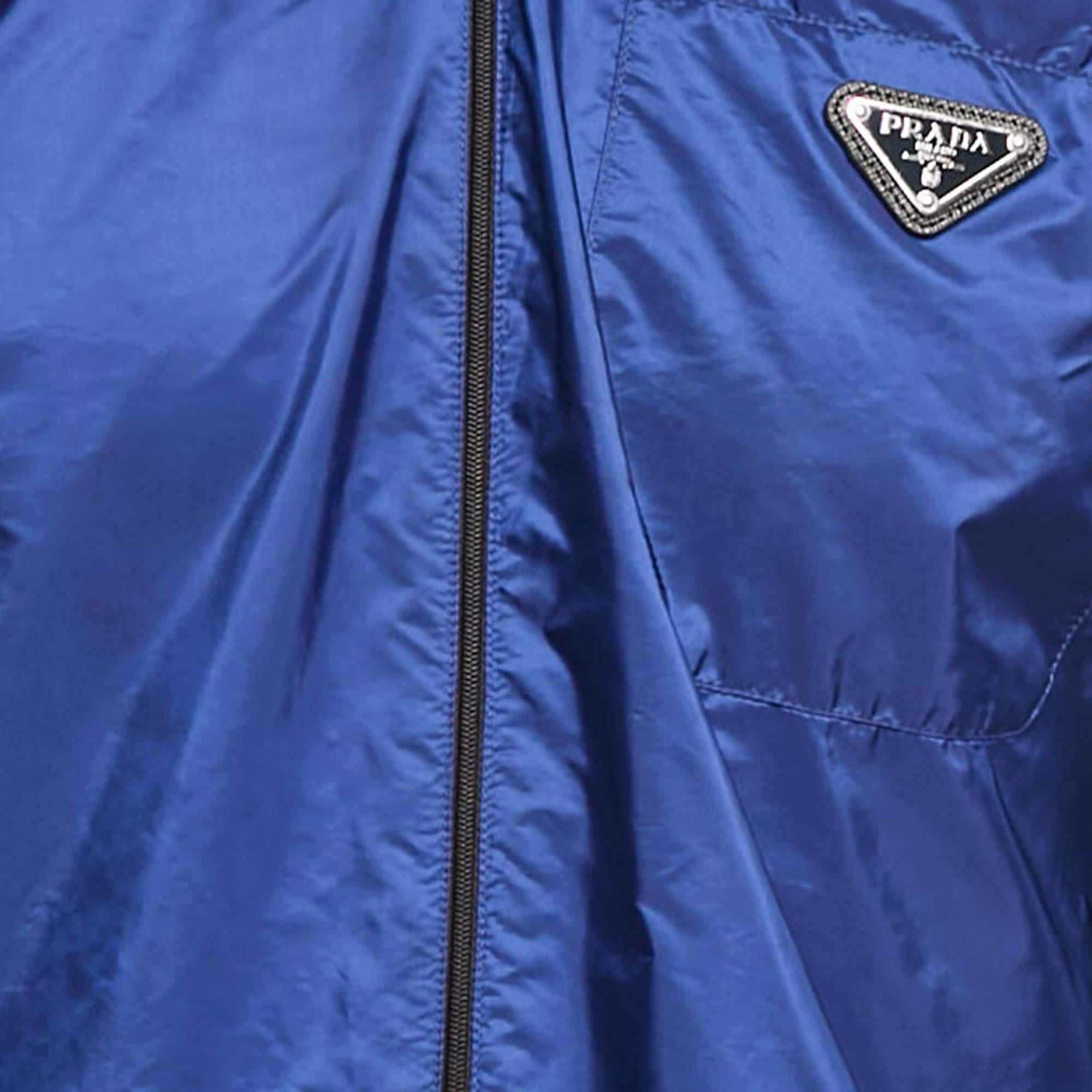 Prada Blue Logo Triangle Re-Nylon Shirt and Shorts Set M In Excellent Condition In Dubai, Al Qouz 2