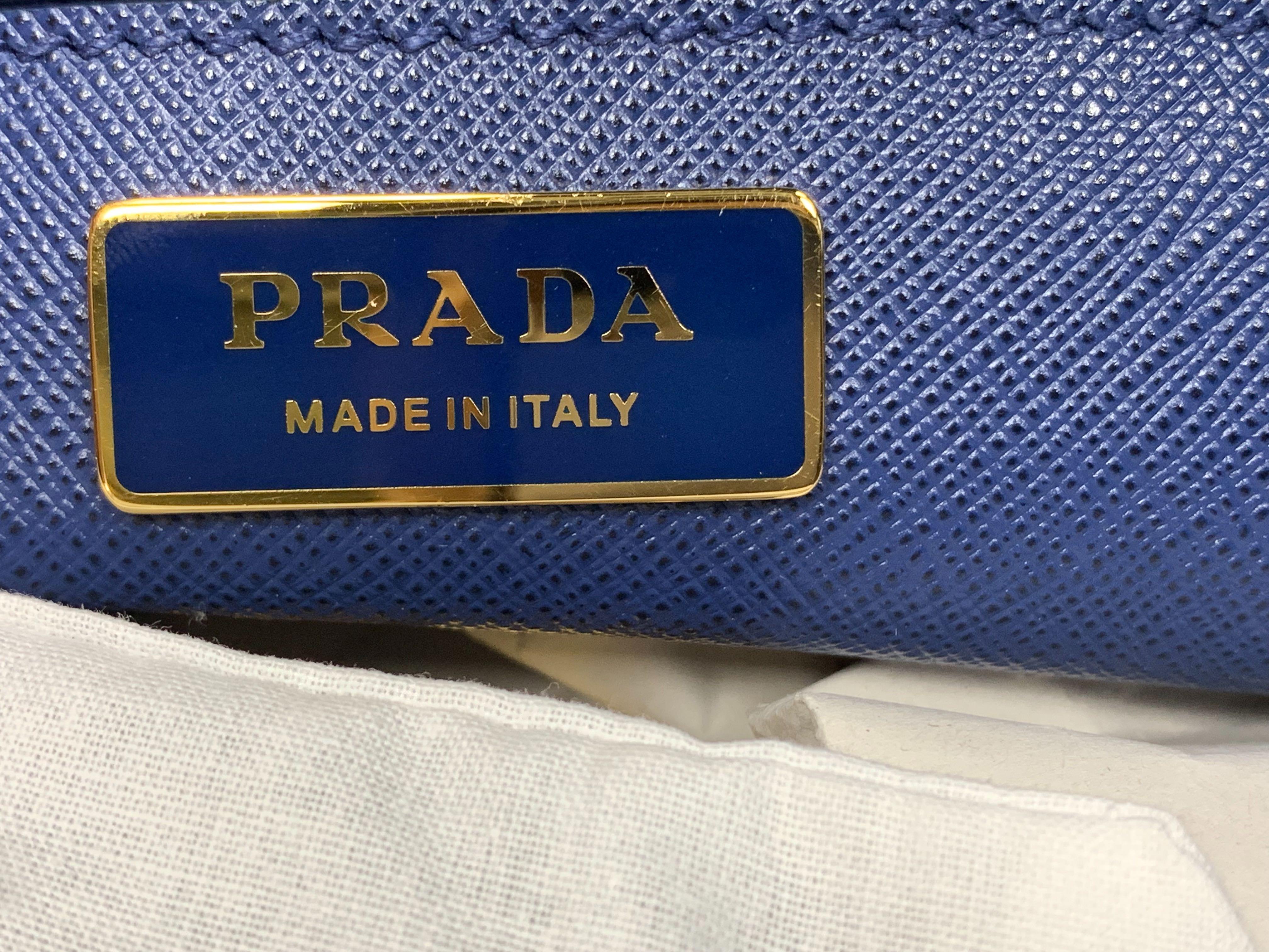 Prada Blue Lux Saffiano Leather Double-Zip Tote Ladies Bag 1BA786 F0016 3