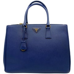 Prada Blue Lux Saffiano Leather Double-Zip Tote Ladies Bag 1BA786 F0016