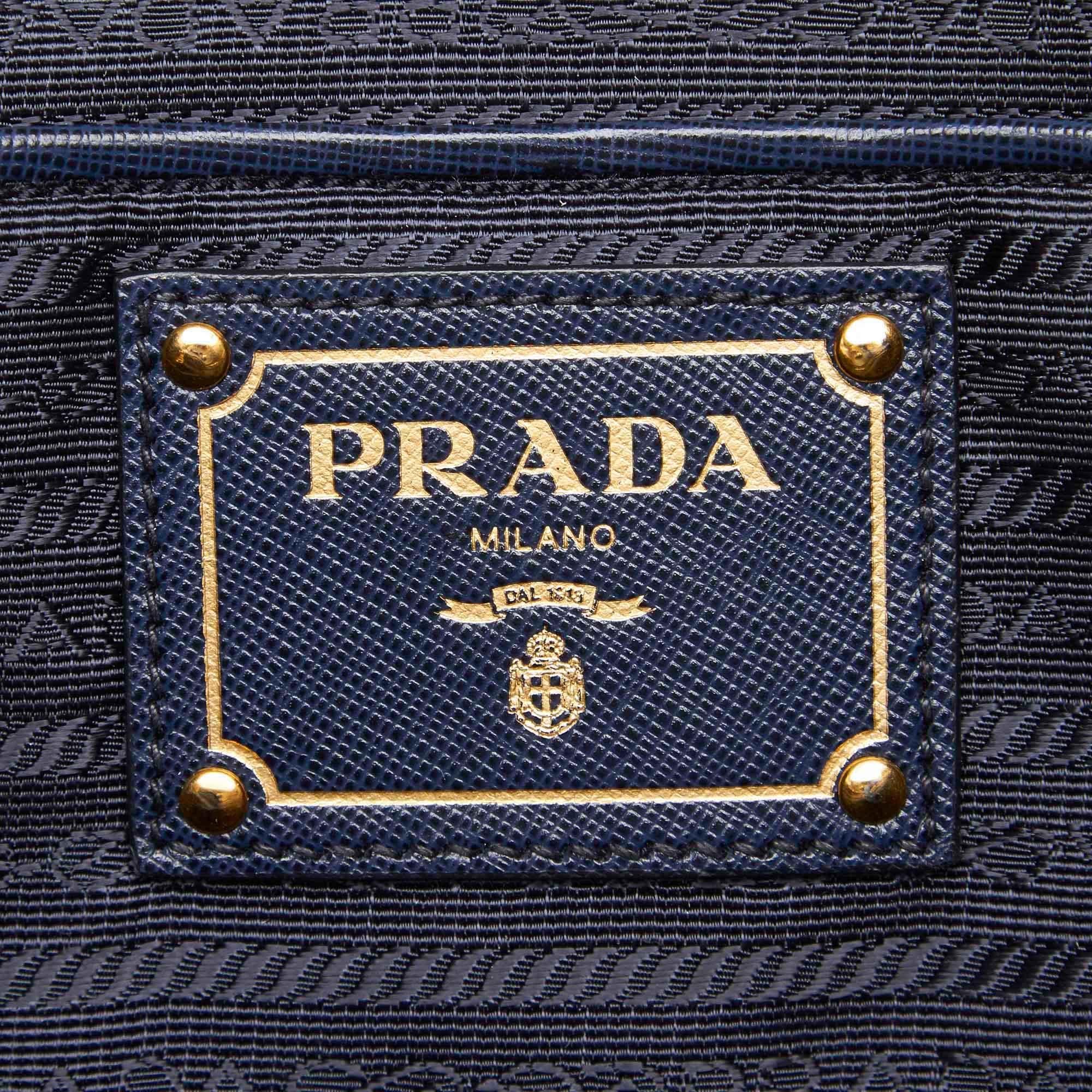 Prada Blue Navy Wool Fabric Satchel Italy w/ Dust BagAuthenticity Card For Sale 1