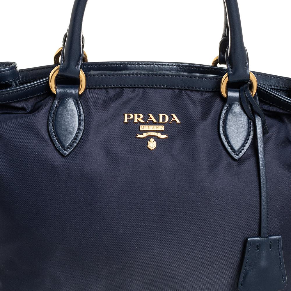 Prada Blue Nylon and Leather Borsa A Mano Tote 2