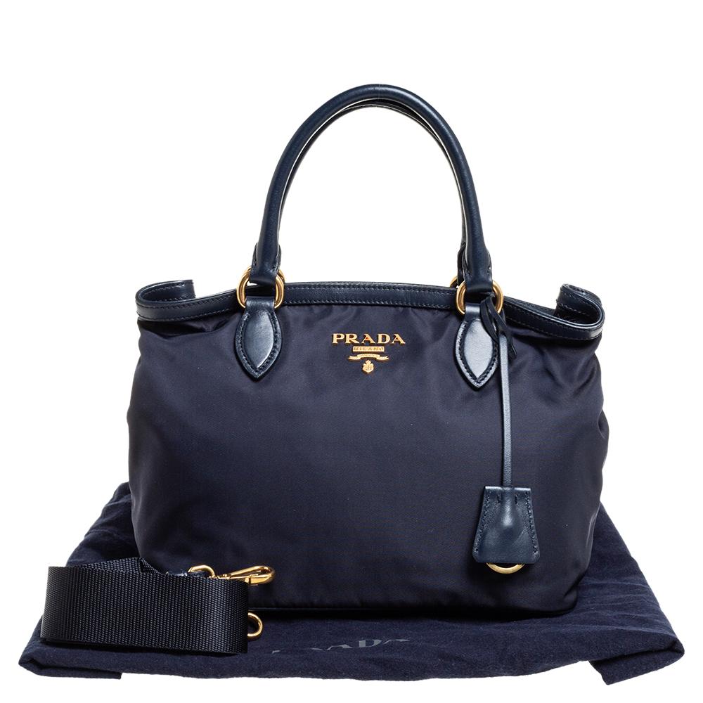 Prada Blue Nylon and Leather Borsa A Mano Tote 3