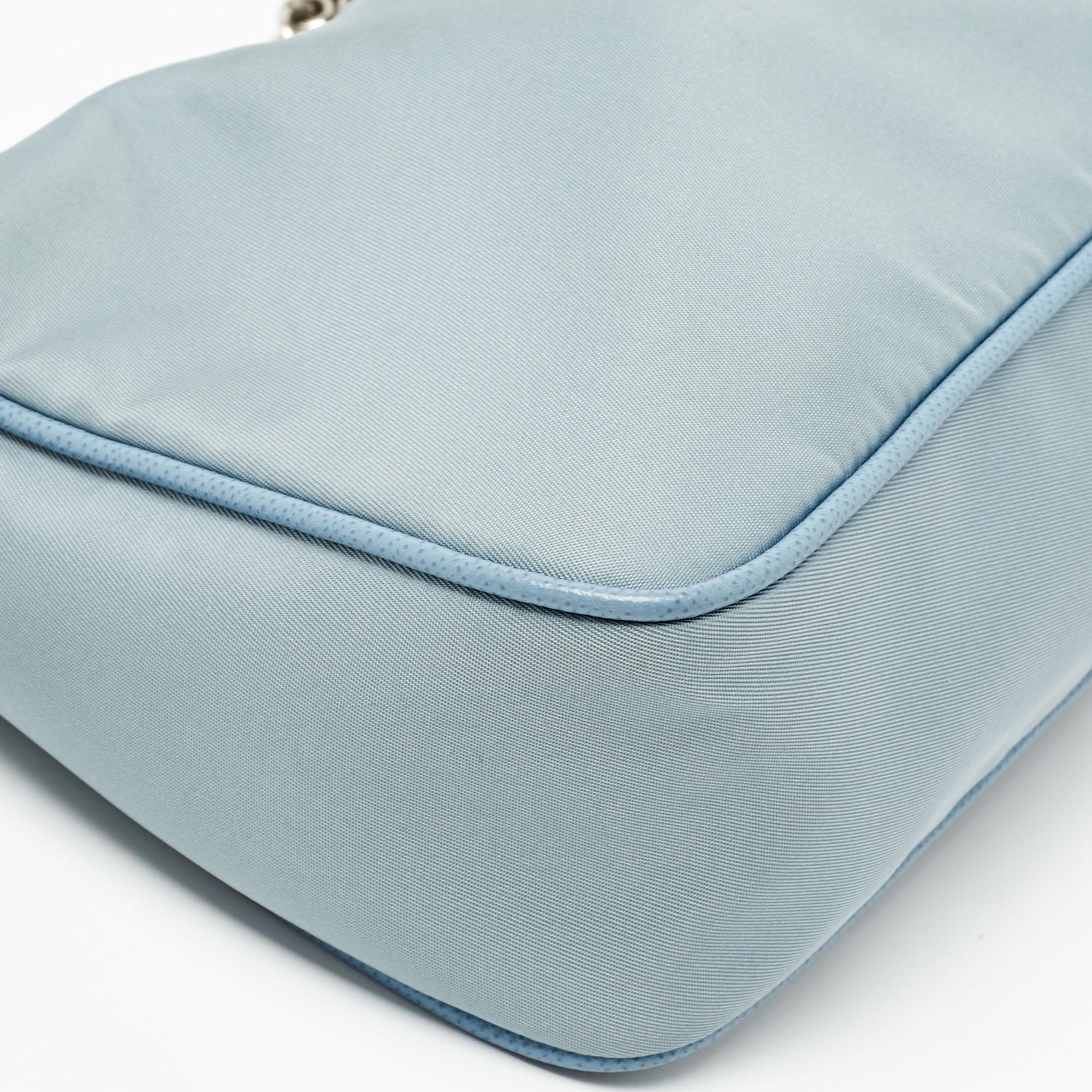Prada Blue Nylon and Leather Re-Edition 2005 Shoulder Bag 6