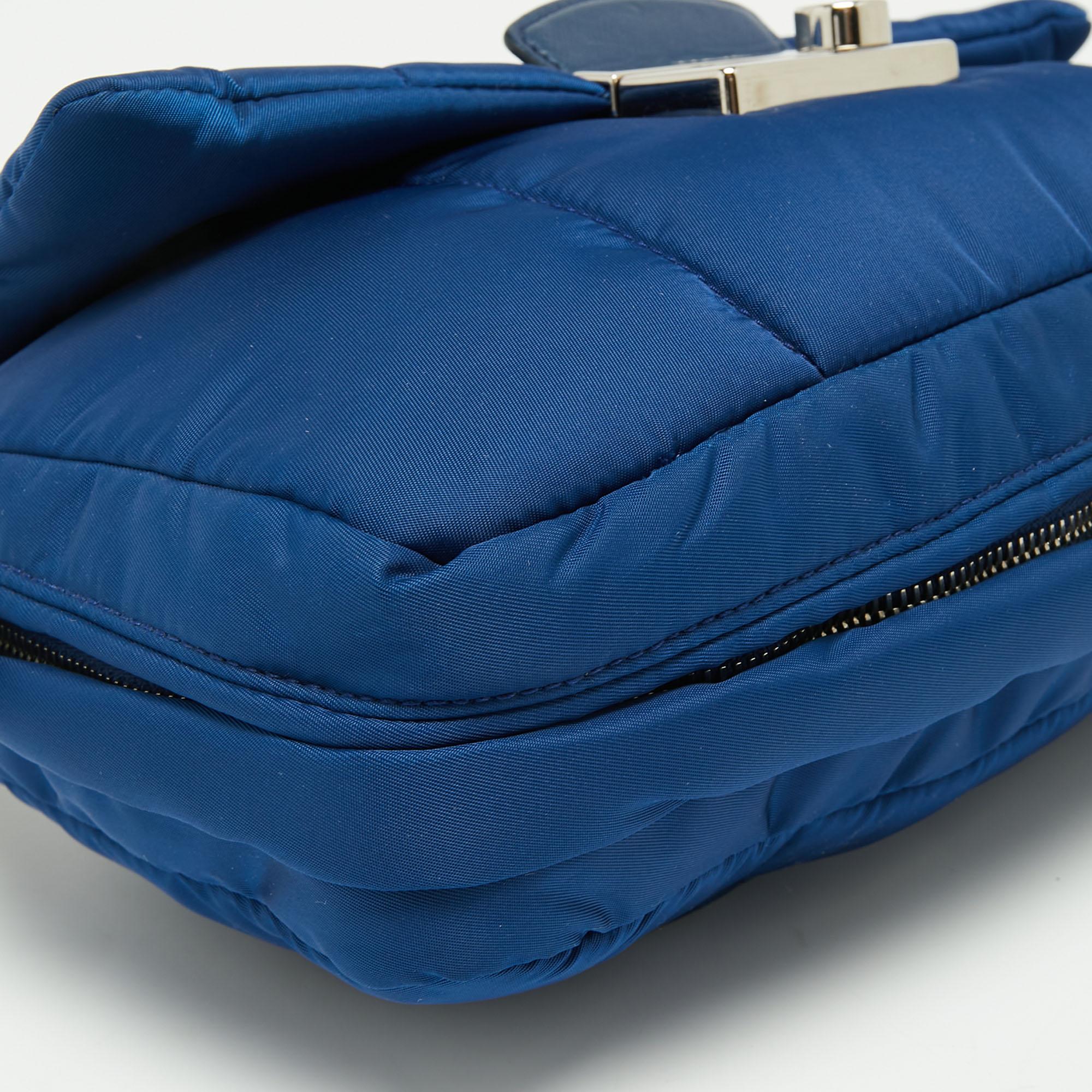 Prada Blue Nylon Bomber Chain Shoulder Bag 1