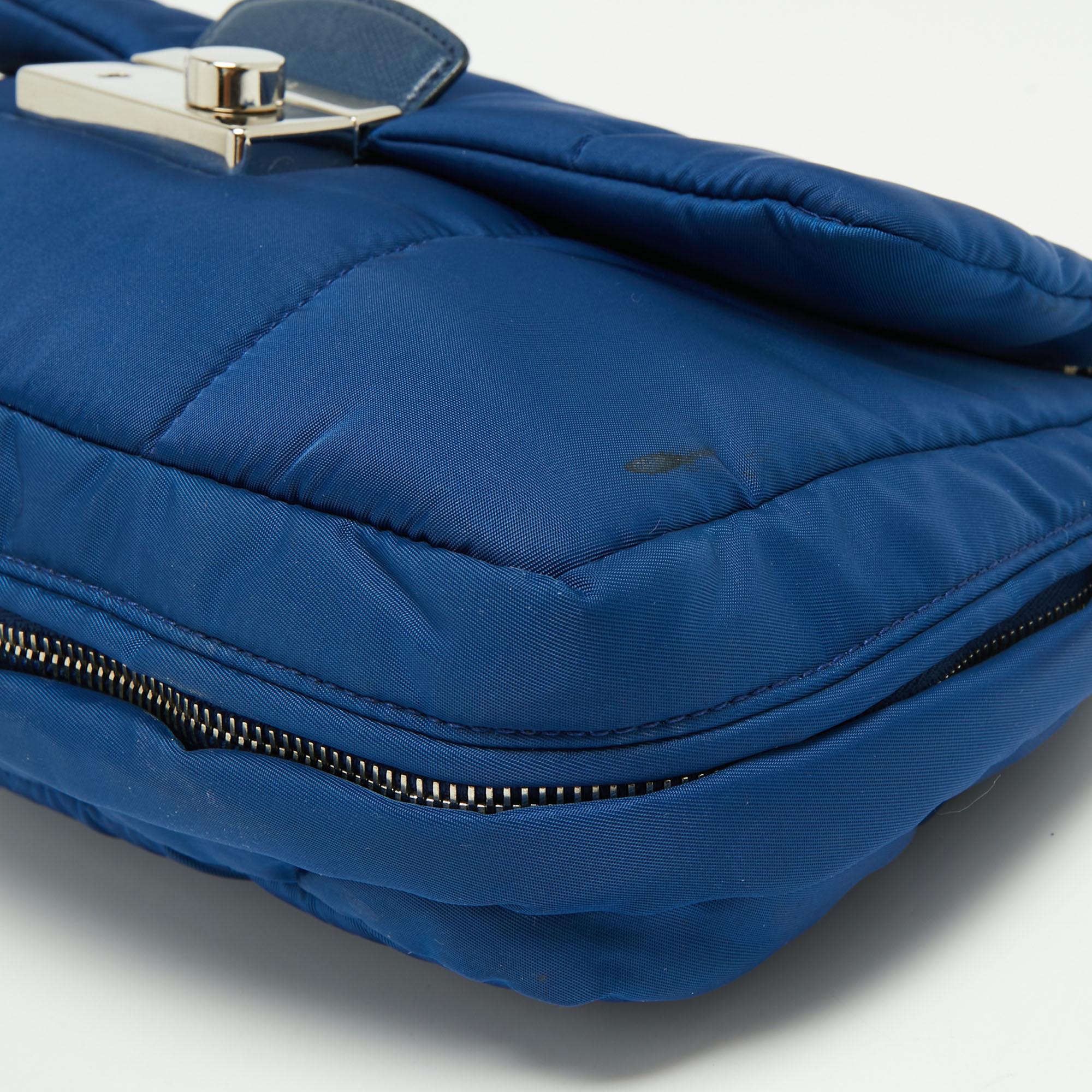 Prada Blue Nylon Bomber Chain Shoulder Bag 2
