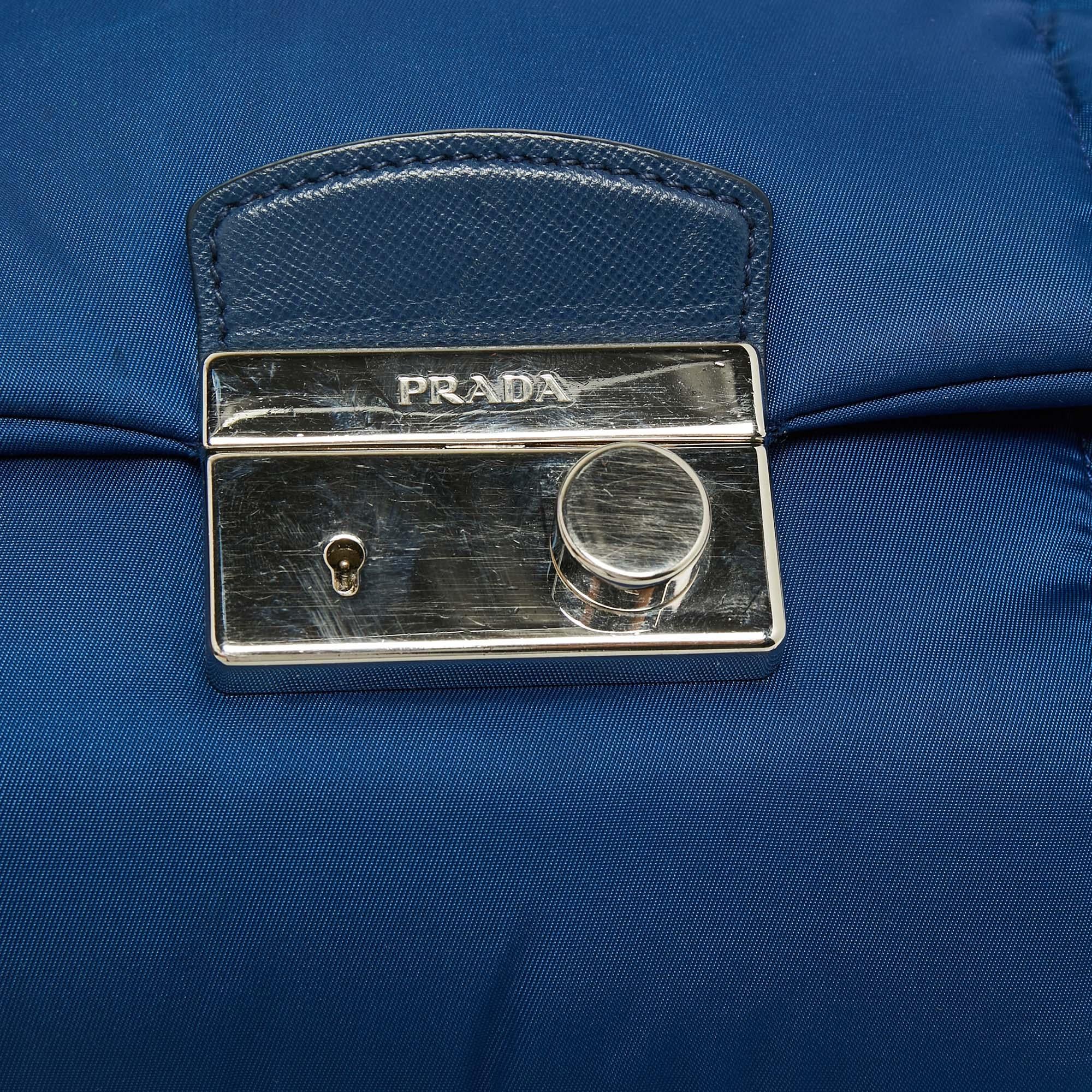 Prada Blue Nylon Bomber Chain Shoulder Bag 4