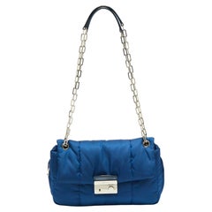 Prada Blue Nylon Bomber Chain Shoulder Bag