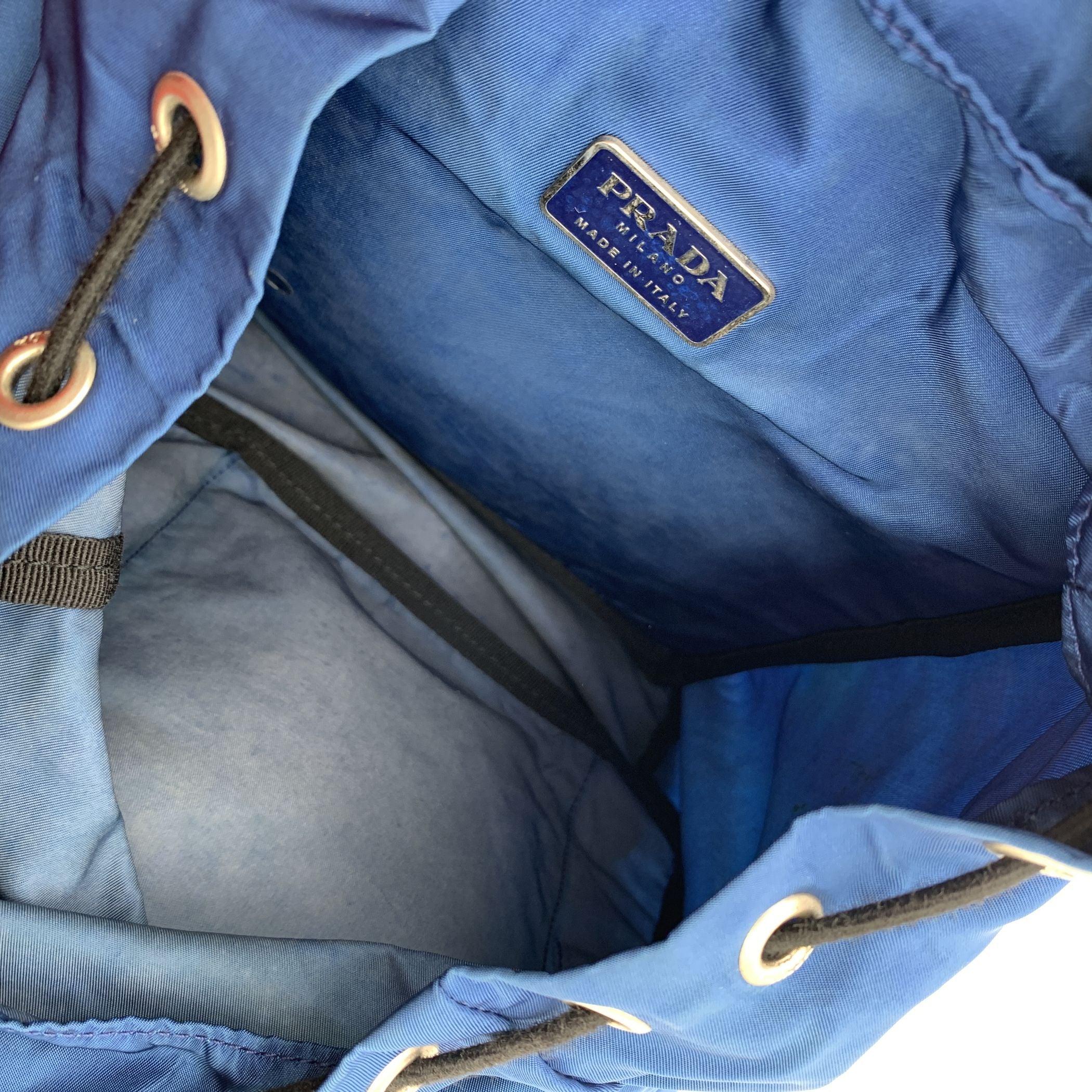 Prada Blue Nylon Canvas Small Backpack Shoulder Bag 1
