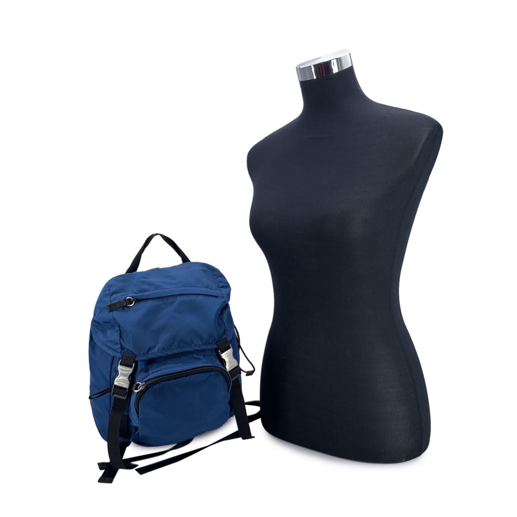 Prada Blue Nylon Canvas Small Backpack Shoulder Bag 2