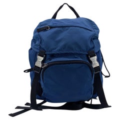 Prada Blau Nylon Canvas Klein Rucksack Umhängetasche