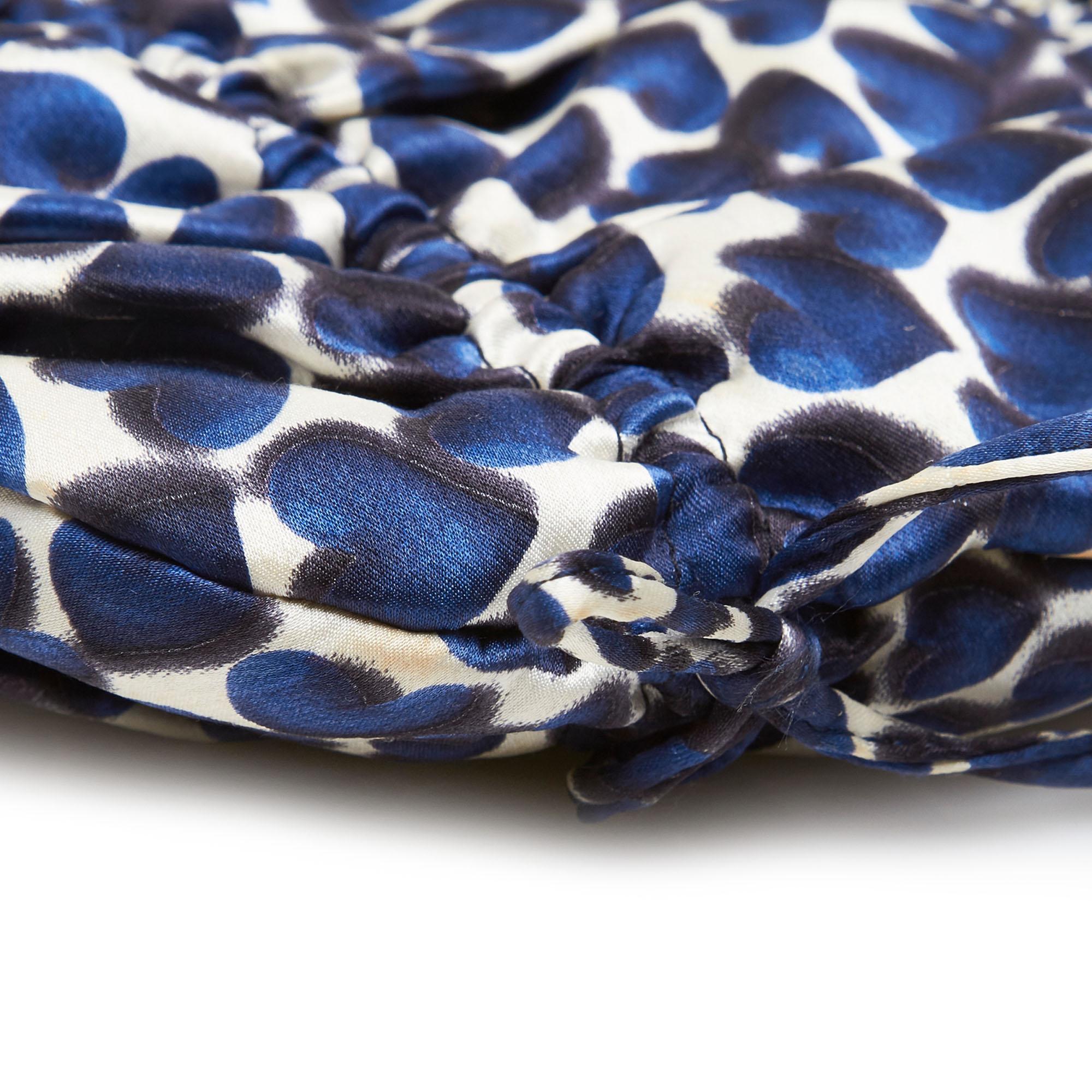 Prada Blue Nylon Fabric Printed Shoulder Bag Italy For Sale 4