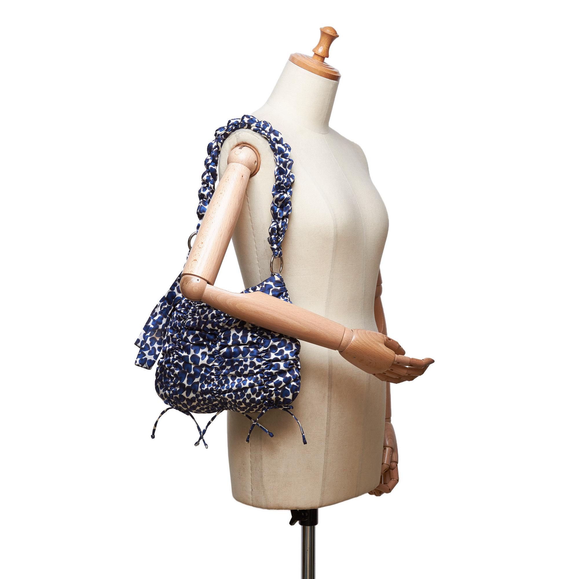 Prada Blue Nylon Fabric Printed Shoulder Bag Italy For Sale 5