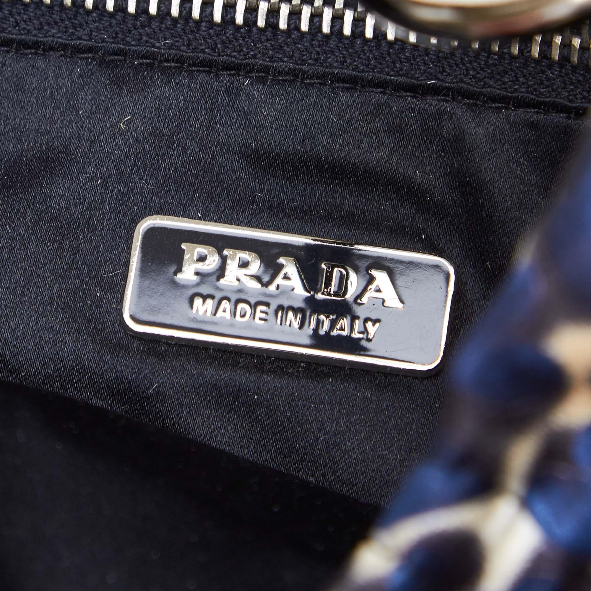 Women's Prada Blue Nylon Fabric Printed Shoulder Bag Italy For Sale