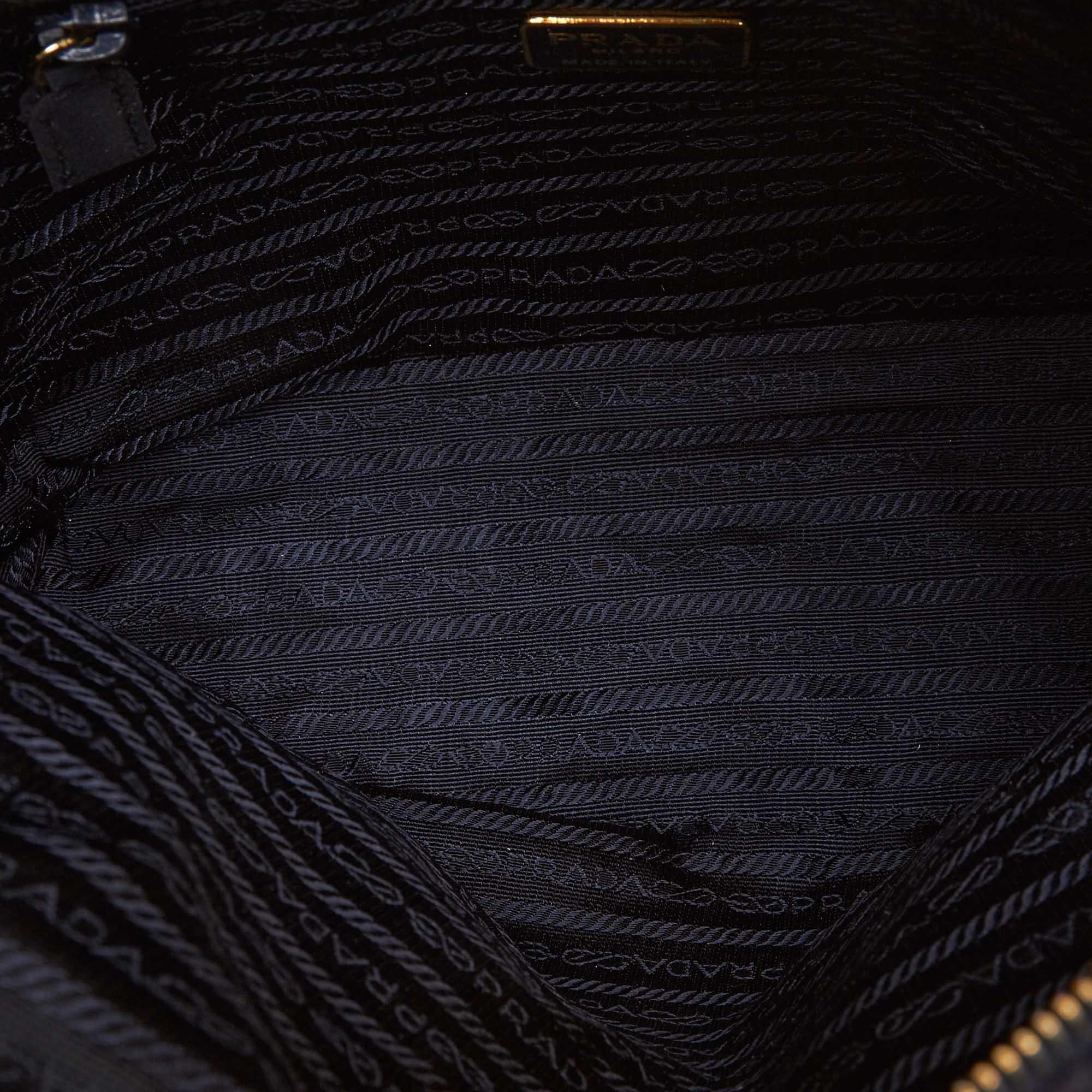 Women's Prada Blue Nylon Fabric Quilted Chain Shoulder Bag Italy w/ Authenticity Card